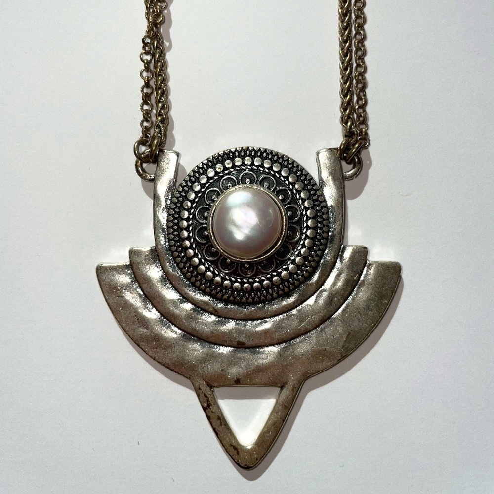 Lucky Brand Necklace Silver Pendant with Opal